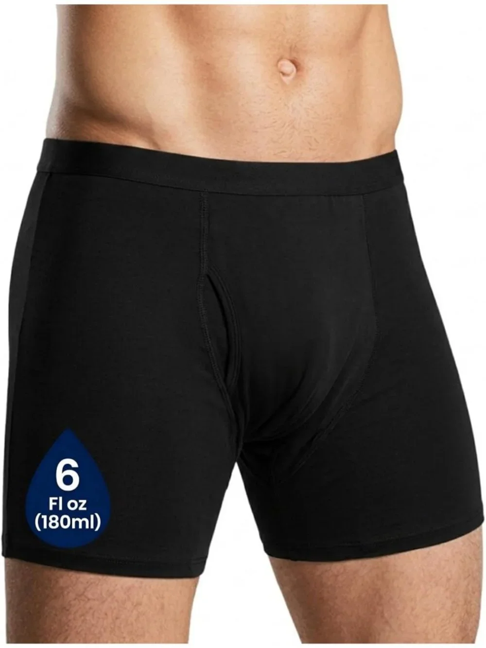 Men's Reusable Incontinence Boxer Briefs, Leak Proof Protection, Black, XL, 1pc